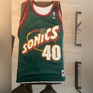 Vintage NBA Champion Shawn Kemp Seattle Supersonics Sonics Reversible Jersey 44